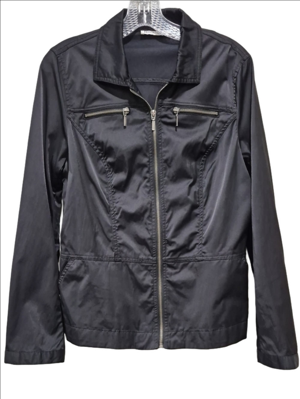 Revolution by Ricki's Black Zip Up Utility Jacket Size 12 Lightweight Coat